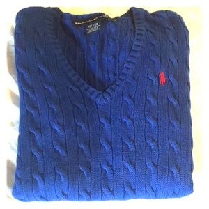 Ralph Lauren Cable Knit V-Neck Sweater